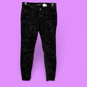 Cute Zara black on black velvet brocade skinny jeans whimsigoth magic